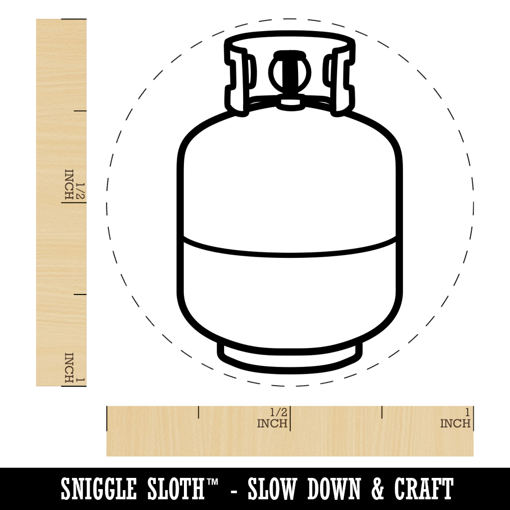 Propane Gas Tank BBQ Grilling Self-Inking Rubber Stamp Ink Stamper - Brown Ink - Medium 1 Inch