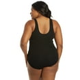thumbnail image 6 of Sporti Plus Size Textured Chlorine Resistance One Piece Slimsuit, High Cut, Soft Cup (Women's Plus), 6 of 11
