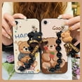 thumbnail image 5 of LYM-Phone Case For iphone 7/8/iphone SE 2020/SE2, Cartoon Anti-knock Back Cover soft case Skin-friendly feel Bear bracelet Dirt-resistant Simplicity Black pearl pendant Waterproof cute, 5 of 9