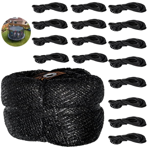 14 ft Round Trampoline Sun Shade Cover, Sun Protection, Mesh Trampoline Netting Shade, Weather-Resistant, Easy to Install, Trampoline Accessories with 16 Ropes, Black