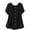Black, variant on Staron Women's Casual Short Sleeve Button Down Shirt Basic Comfy Round Neck Blouse with Decorative Buttons Loose Fit Vacation Travel Top, Blue XL