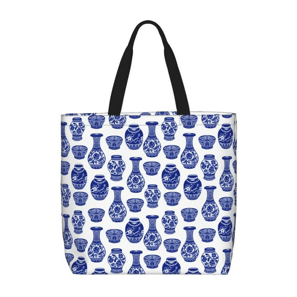 Easygdp Blue Vases Bolsa Tote para Mujer, Bolso de Hombro para Trabajo, Playa, Viajes, Compras y Supermercado