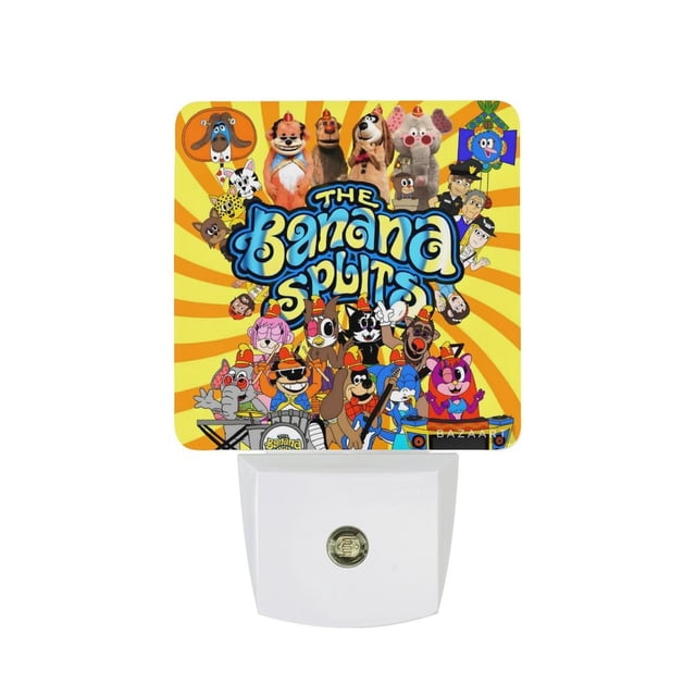 La Hora de Aventura de Banana Splits Luz nocturna LED con sensor de anochecer a amanecer para dormitorio, baño, pasillo, escaleras - Lámpara LED nocturna de enchufe, 0.5W - 1 pieza