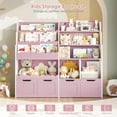 thumbnail image 5 of Hiphuta 47"Wide Large Kids Bookcase, Wood Bookshelf Toy Storage Organizer with Book Rack & Movable Boxes, Pink Bookshelf for Kids Room, 5 of 7