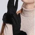 thumbnail image 5 of absanyy Women's Touchscreen Compatible Winter Gloves - Faux Suede with Diamond Quilted & Faux Fur Cuff, One Size Fits All, Black, 5 of 6