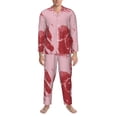thumbnail image 3 of Sikiie Striped Meat Mens Pajama Set, Soft Warm Long Sleeve Sleepwear, Cozy Button-Down Pjs for Men-XX-Large, 3 of 7