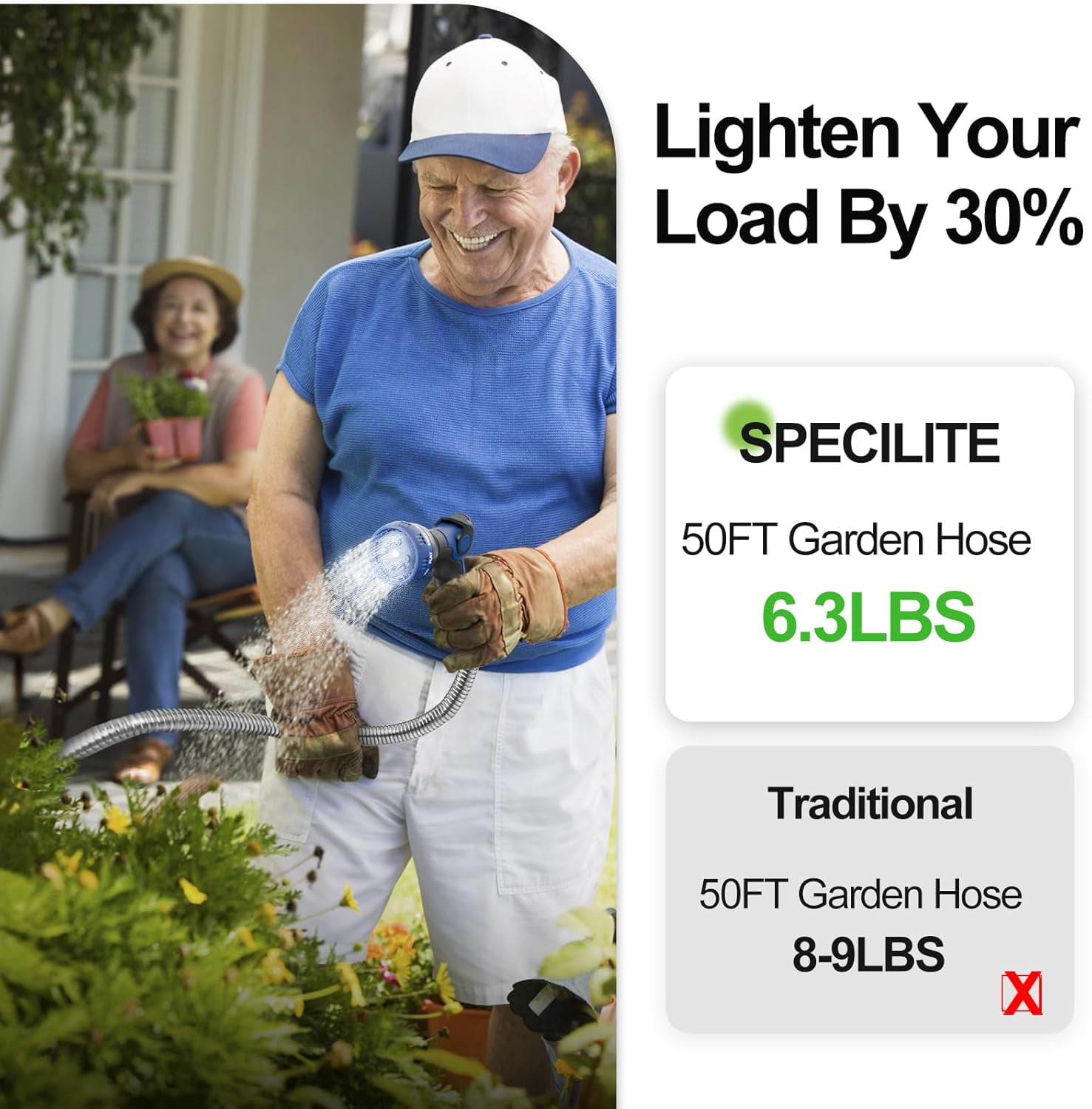 SPECILITE 25ft 304 Stainless Steel Garden Hose Metal, Heavy Duty Water Hoses with Nozzle for Yard, Outdoor - Flexible, Never Kink & Tangle, Puncture Resistant