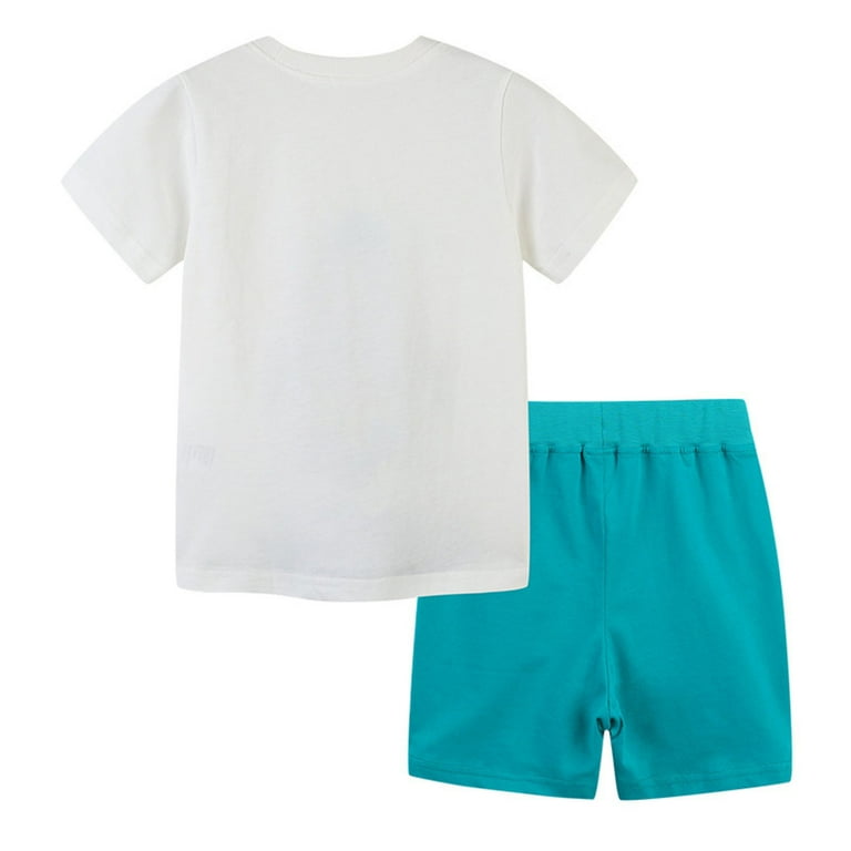 Cute White Top And Green Shorts Kids Name Brand Teen Boys Two Piece Sets Clothing Baby Boy Sweater Designer Toddler Boys Clothes Boy Outfit 3 Months