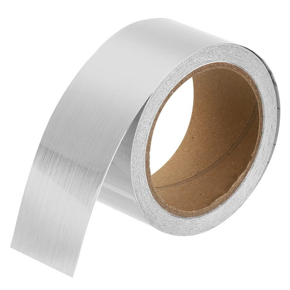 Uxcell 2" x 39ft Foil Mirror Border Peel and Stick Wood Grain Tape, Brushed Silver