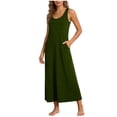 thumbnail image 2 of ClodeEU Women's Summer Round Neck Sleeveless Ankle Length Dress with Pockets,Casual Loose Maxi Dress Army Green,Womens Plus S, 2 of 6