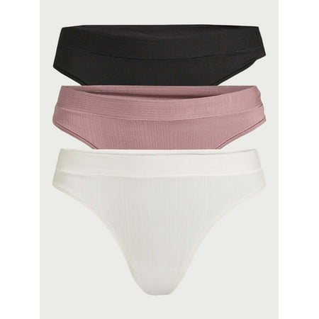 Joyspun Women s Ribbed Modal Thong Panties 3-Pack Sizes XS to 3XL