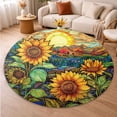 thumbnail image 5 of Round Area Rug, Sunflowers7 Non-Slip Floor Mat, Soft Washable Carpet for Living Room Bedroom Decor 24 Inch, 5 of 6