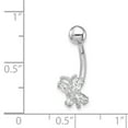 thumbnail image 2 of 10k White Gold Cubic Zirconia Cz Butterfly Belly Button Rings Screw Navel Bars Body Piercing Naval, 2 of 6
