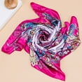 thumbnail image 5 of Yesbay 90x90cm Square Towel Imitated Silk Fabric Women Flower Print Head Wrap Scarf, 5 of 7