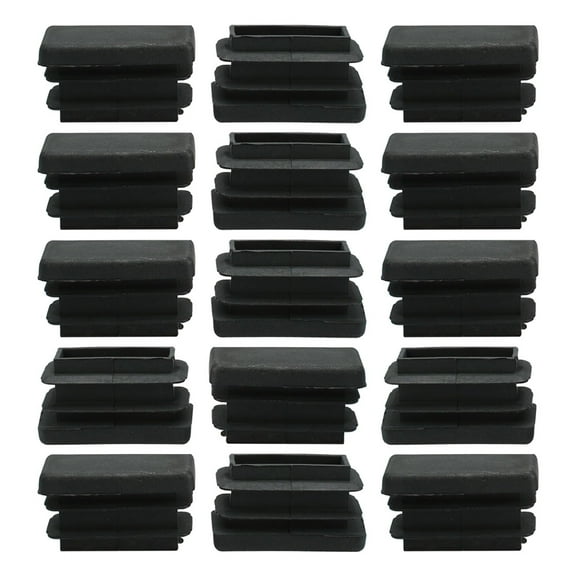 Unique Bargains Plastic Rectangle Furniture Chair Seats Foot Leg Tube Insert Cap Black 15Pcs
