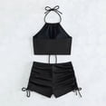 thumbnail image 5 of UTSJKR Knitted Fashion Swimsuits for Women Halter Tops Backless Shorts Bathing Swimwear Comfy Feel Y2k 2 Piece Swimwear Black S, 5 of 7