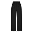thumbnail image 4 of HomeGardon Pants for Women Pants Slacks Wrinkle Free Relaxed Fit Straight Leg Pants Solid Pants Comfortable Elastic High Waist Wide Leg Loose Beach Wide Leg Trousers S-5XL, 4 of 6