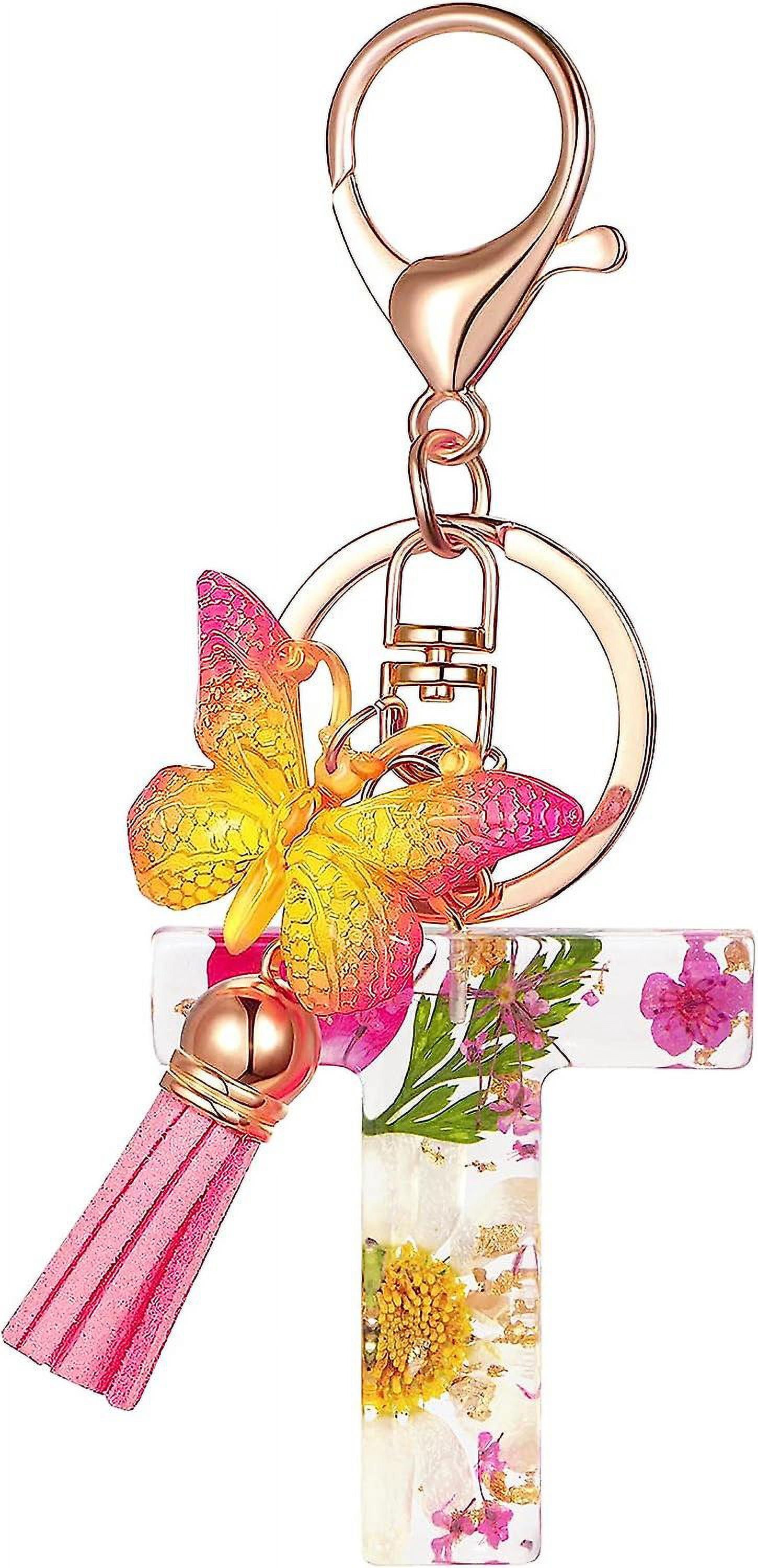Llaveros Personalizados Letra Inicial - Con Borla Y Mariposa, Regalo Para Mujeres Y Niñas