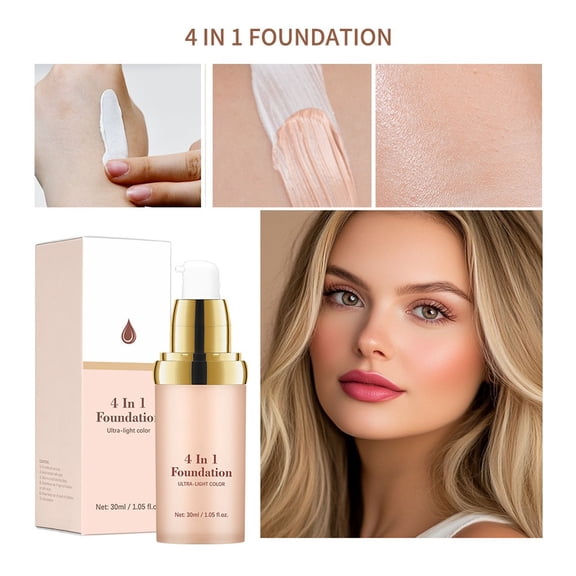 4 in 1 Foundation Liquid, Color Changing Foundation, Foundation Makeup Creates Natural Flawless Skin, Long-Wearing & Waterproof Makeup for Coverage, Sun Protection, Moisturization and Repair