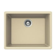 Quartztone Series Composite Granite Undermount Single Bowl Kitchen Sink, Sand