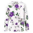 thumbnail image 3 of Sweatshirts for Women Plus Size Clearance Casual Lace Round Neck Long Sleeved Print T-shirt Purple L, 3 of 4