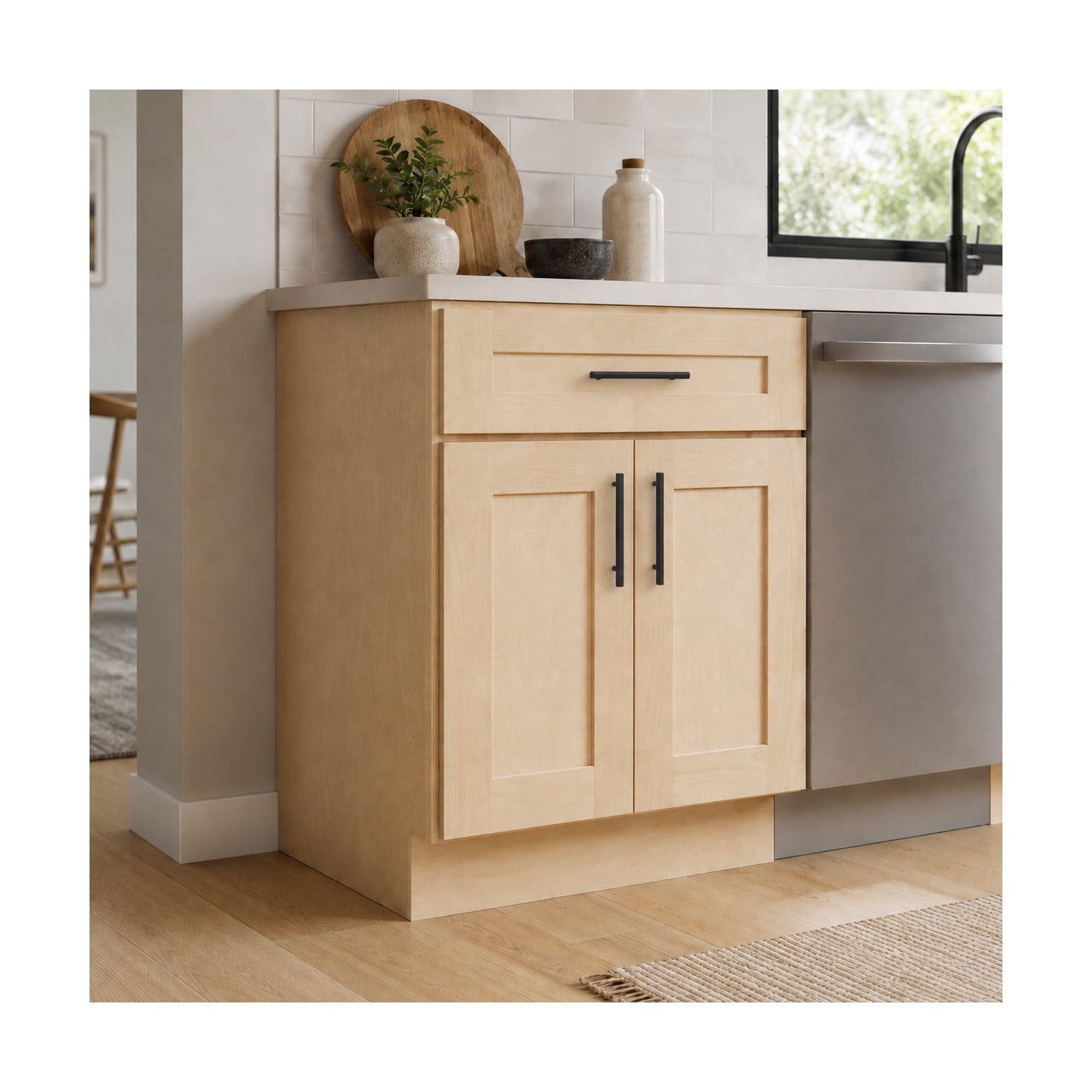Design House Brookings Kitchen Base Cabinet, Unfinished Birch, 30"