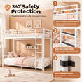 thumbnail image 6 of Miniyam Twin over Twin Metal Bunk Bed, Convertible to 2 Twin Beds with Guardrail, White, 6 of 7