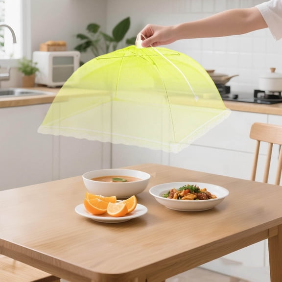Food Storage Mesh Cover 43x43 cm Reusable Foldable Screen for Fresh Produce Cakes Fruits Picnic and BBQ