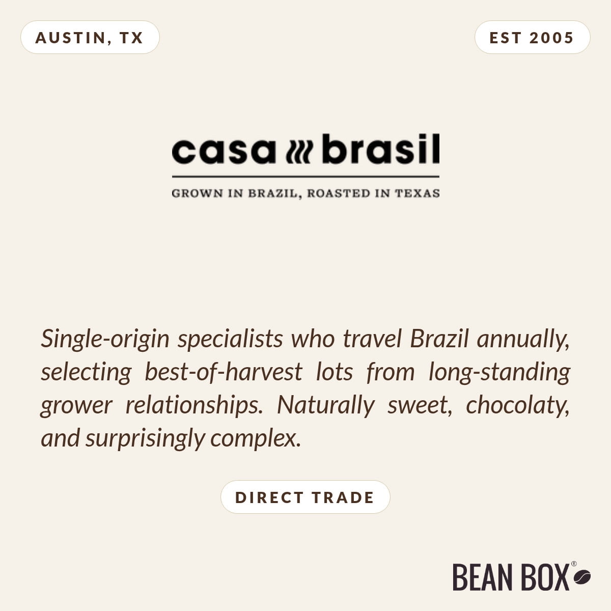 Bossa Blend - Roasted by Casa Brasil Coffees - Whole Bean Coffee - 5lb Bag