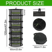 UHIAGREE 6 Layer Herb Drying Rack,Foldable Mesh Plant Dry Net Basket for Herbs Plants,with Zippers