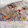 thumbnail image 4 of Queen 4 Piece Bedding Set Pastoral Watercolor Flower Leaves Soft Breathable Duvet Cover and Pillowcase, Hanging Floral on Burlap Duvet Cover Set Bed Sheets for Bedroom Dormitory Guest Room, 4 of 9
