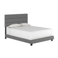thumbnail image 2 of Skyline Decor Upholstered Linen Tri-Panel Channel Headboard Platform Bed Frame, Queen, Gray, 2 of 5