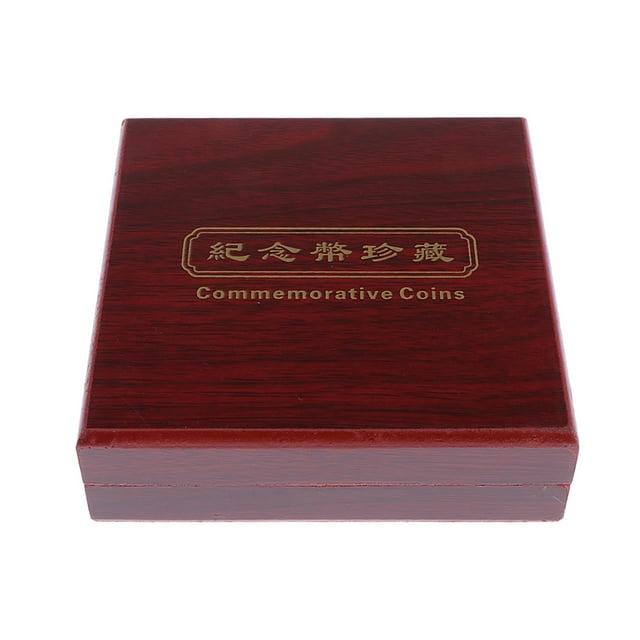 Caja de de almacenamiento con 1 cápsula de plástico para monedas, protección de recolección de monedas conmemorativa para monedas de 40 mm (4.0 Zulema Contenedor de monedas de madera