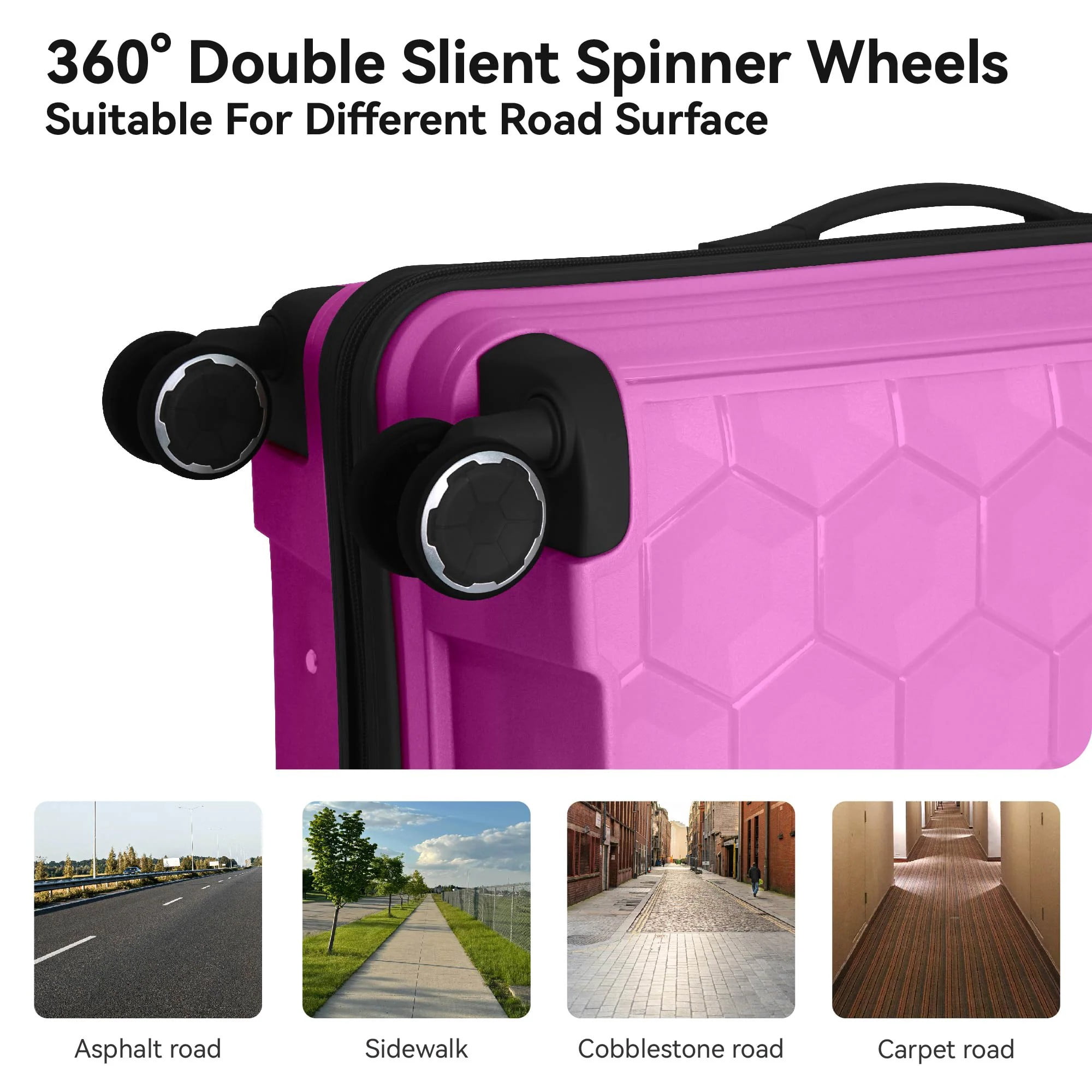 Avobird 3-Piece 20''24''28'' Hardshell Luggage Sets for Business, Trip, Lightweight Suitcase with Rolling Wheels TSA Lock & Moulded Corner, Lavender
