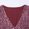 thumbnail image 6 of Wenyuyu Sequin Tops for Women Velvet Long Sleeve Blouses Holiday Party Tops Sparkle Dressy Shirts V Neck Loose Fit Tee Shirts Pink L, 6 of 7