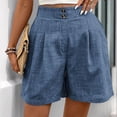thumbnail image 5 of Shorts for Women Elasticated High Waist Solid Color Summer Shorts with Pockets Fashion Loose Hot Pants Wide Leg Casual Comfy Holiday Beach Daily Work Short, 5 of 6