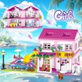 thumbnail image 3 of Juguete de construcción HSANHE Pink Girls Summer Villa Friends 1018 unidades, 3 of 7