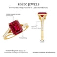 thumbnail image 6 of Rosec Jewels Lab Grown Ruby Solitaire Engagement Ring (7X9 mm Emerald Cut - AAAA Quality) - Ruby and Diamond Ring for Women, 14K Yellow Gold, US 4.00, 6 of 7