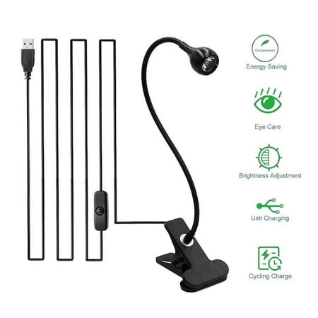 Bedside Lamps For Reading USB Flexible LED Bright Light Desk Table Reading Working ClipLamp for Notebook, Desktop, PC, Studying Lighting, Bedside Lighting ()