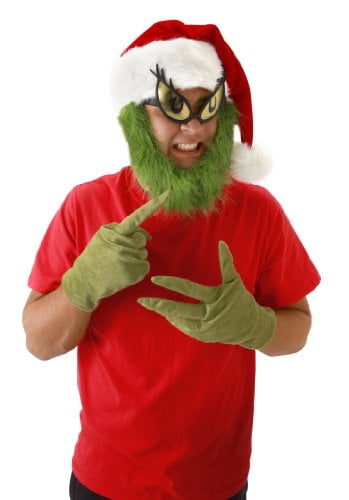 Elope Grinch Beard Santa Hat, Green 