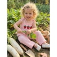 thumbnail image 4 of BemeyourBBs Toddler Baby Girl Summer Clothes Cotton 2 Pieces Outfits Ladybug Strawberry Embroidery Smocked Cami TankVest Tops Elastic Waist Wide Legs Long Pants Set, 4 of 9