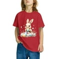 thumbnail image 4 of Riecok Shirts Kids Easter Bunny Shirt Toddler Boys Girls Short Sleeve Summer Clothes Boys or Girls Toddler T-Shirt 5 T Red, 4 of 5