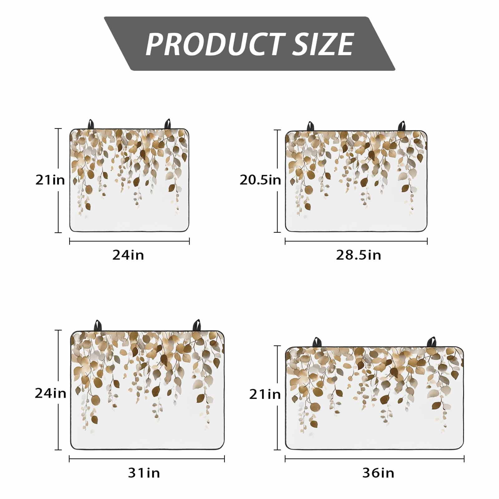 Brown Eucalyptus Leaves Stove Top Cover for Electric Stove, Heat-proof & Non Slip Glass Top Stove Cover Protector, Summer Watercolor Leaf Kitchen Flat Cooktop Rubber Mat 24x21 Inches
