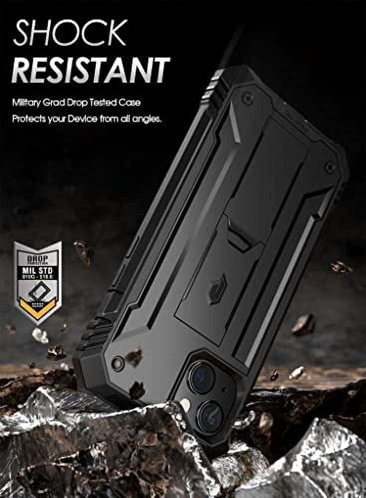 Poetic Revolution Case for iPhone 14 Plus, Heavy Duty Full Body Cover with Kickstand, Black