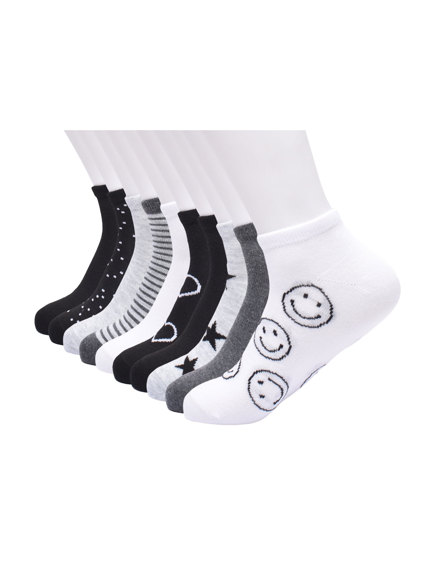 No Boundaries Womens Low-Cut Socks, 10-Pack, Sock Sizes 4-10