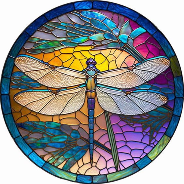Kit de pintura por números DIY vitral mariposa libélula imagen al óleo (H1540) Hugtrwg Para estrenar