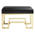 thumbnail image 2 of Pangea Home Laurence 18" Stainless Steel Stool in Gold & Faux Black Gator, 2 of 4
