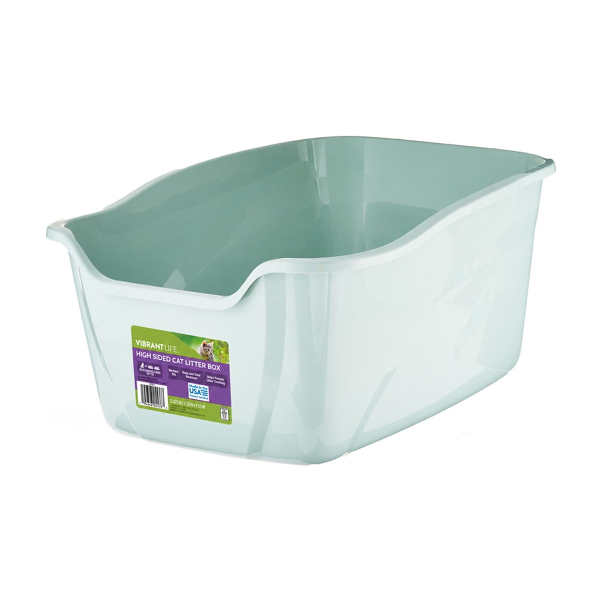 Vibrant Life High-Sided Open Cat Litter Box, XL, Green photo 5