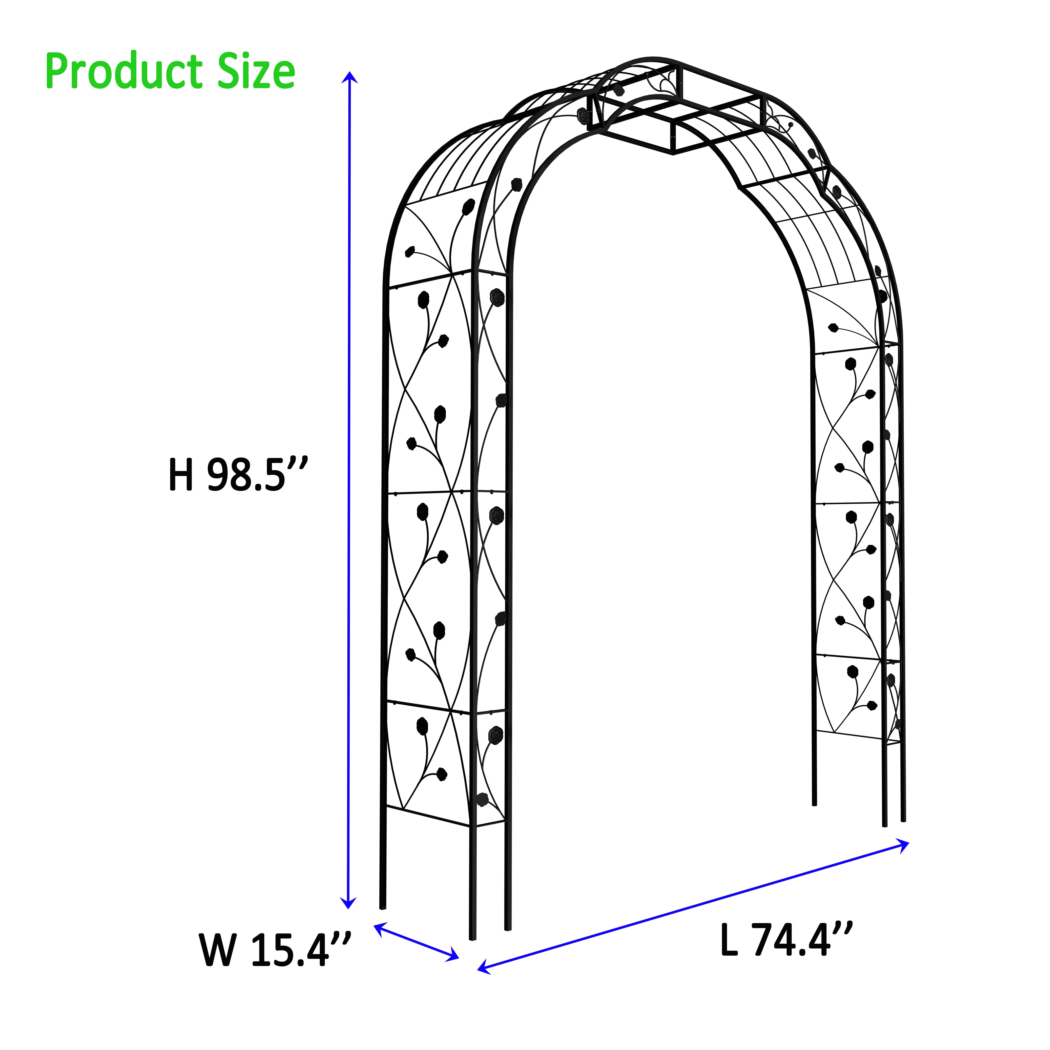 Yoneston 98.4"H Metal Garden Arch Trellis, Garden Arbor Trellis Support Rose Arch for Outdoor Plant Climbing or Wedding Decor, Black