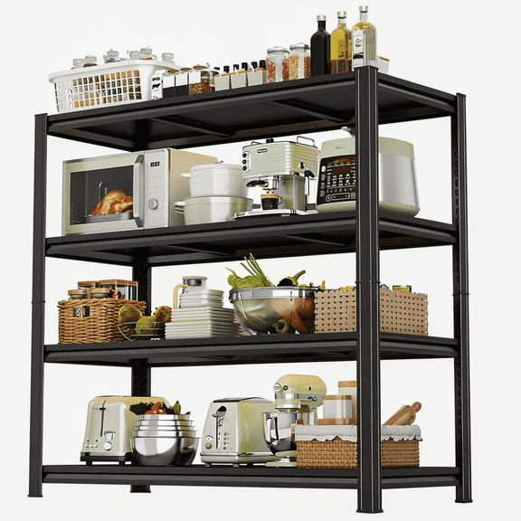 Book Shelf, 4 Tier Metal Wide Bookcases Heavy Duty Bookshelf, Adjustable Industrial Deep Bookshelves, Tall Open Book Shelf for Living Room, Bedroom and Study Room (44''Hx14''Wx12''D)